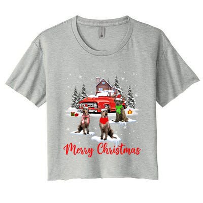 Merry Christmas Santa Reindeer Irish Wolfhound With Truck Meaningful Gift Women's Crop Top Tee