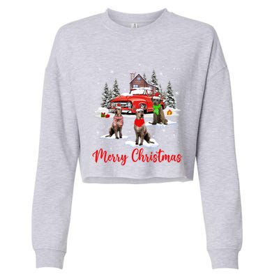 Merry Christmas Santa Reindeer Irish Wolfhound With Truck Meaningful Gift Cropped Pullover Crew