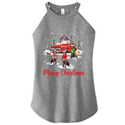 Merry Christmas Santa Reindeer Irish Wolfhound With Truck Meaningful Gift Women's Perfect Tri Rocker Tank