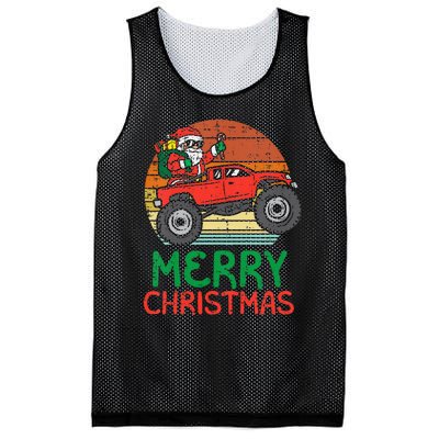 Merry Christmas Santa Monster Truck Xmas Mesh Reversible Basketball Jersey Tank