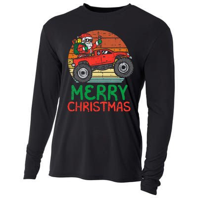 Merry Christmas Santa Monster Truck Xmas Cooling Performance Long Sleeve Crew