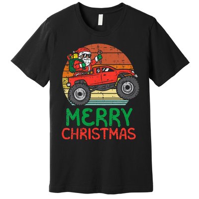 Merry Christmas Santa Monster Truck Xmas Premium T-Shirt