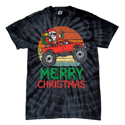 Merry Christmas Santa Monster Truck Xmas Tie-Dye T-Shirt