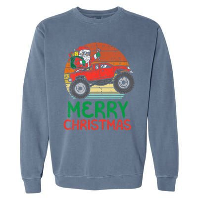 Merry Christmas Santa Monster Truck Xmas Garment-Dyed Sweatshirt