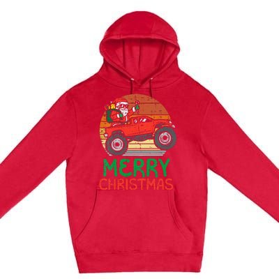 Merry Christmas Santa Monster Truck Xmas Premium Pullover Hoodie