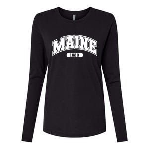 Maine Collegiate Style 1820 Womens Cotton Relaxed Long Sleeve T-Shirt