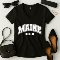 Maine Collegiate Style 1820 Women's V-Neck T-Shirt