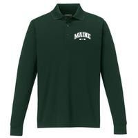 Maine Collegiate Style 1820 Performance Long Sleeve Polo