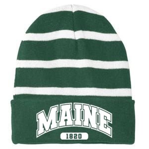 Maine Collegiate Style 1820 Striped Beanie with Solid Band