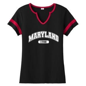 Maryland Collegiate Style 1788 Ladies Halftime Notch Neck Tee