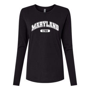 Maryland Collegiate Style 1788 Womens Cotton Relaxed Long Sleeve T-Shirt