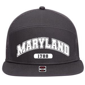 Maryland Collegiate Style 1788 7 Panel Mesh Trucker Snapback Hat