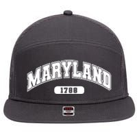 Maryland Collegiate Style 1788 7 Panel Mesh Trucker Snapback Hat