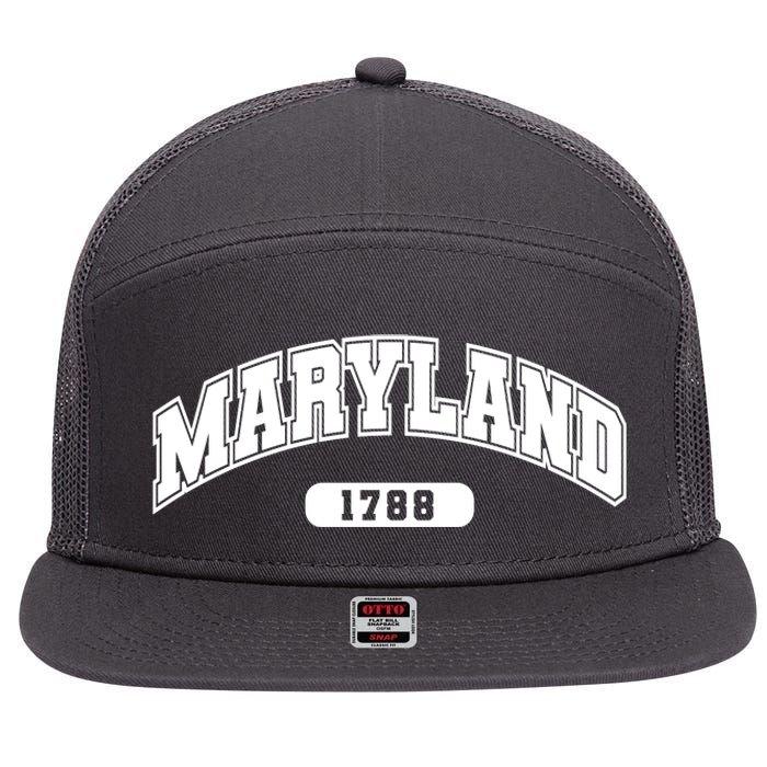 Maryland Collegiate Style 1788 7 Panel Mesh Trucker Snapback Hat