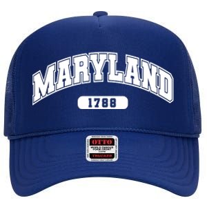 Maryland Collegiate Style 1788 High Crown Mesh Back Trucker Hat