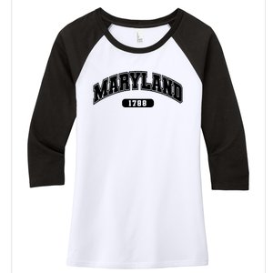 Maryland Collegiate Style 1788 Women's Tri-Blend 3/4-Sleeve Raglan Shirt