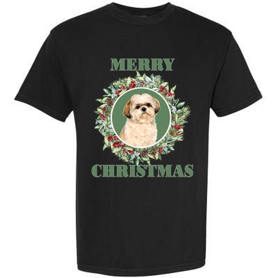 Merry Christmas Shih Tzu Great Gift Garment-Dyed Heavyweight T-Shirt
