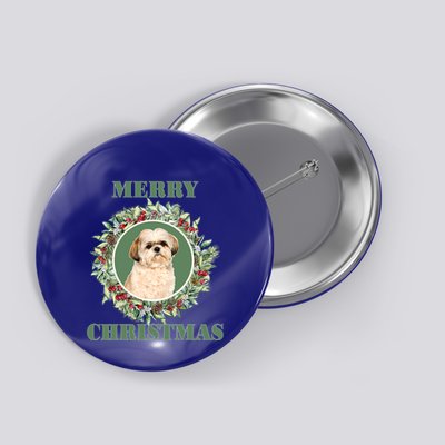 Merry Christmas Shih Tzu Great Gift Button