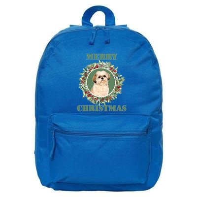 Merry Christmas Shih Tzu Great Gift 16 in Basic Backpack
