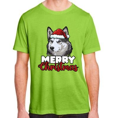 Merry Christmas Siberian Husky Dog Lover Gift Adult ChromaSoft Performance T-Shirt