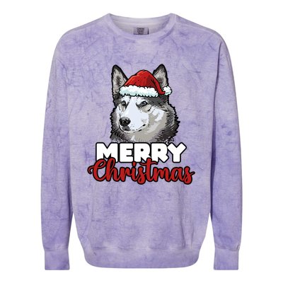 Merry Christmas Siberian Husky Dog Lover Gift Colorblast Crewneck Sweatshirt