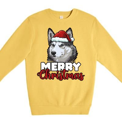 Merry Christmas Siberian Husky Dog Lover Gift Premium Crewneck Sweatshirt