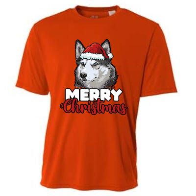 Merry Christmas Siberian Husky Dog Lover Gift Cooling Performance Crew T-Shirt