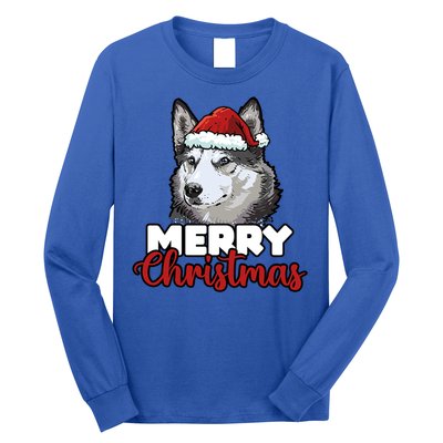 Merry Christmas Siberian Husky Dog Lover Gift Long Sleeve Shirt