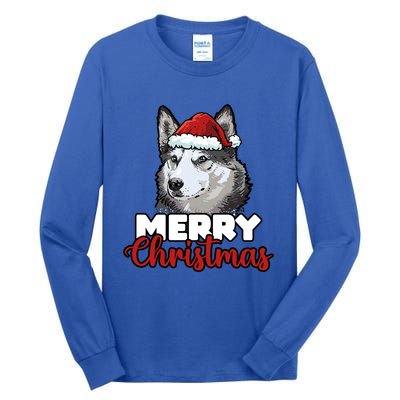 Merry Christmas Siberian Husky Dog Lover Gift Tall Long Sleeve T-Shirt