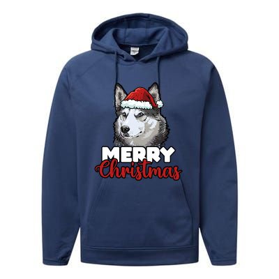 Merry Christmas Siberian Husky Dog Lover Gift Performance Fleece Hoodie