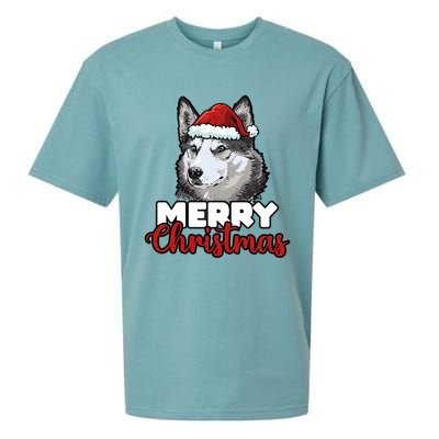 Merry Christmas Siberian Husky Dog Lover Gift Sueded Cloud Jersey T-Shirt