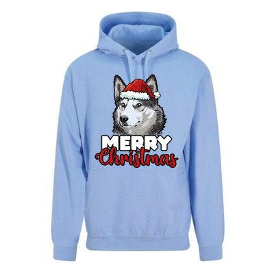 Merry Christmas Siberian Husky Dog Lover Gift Unisex Surf Hoodie