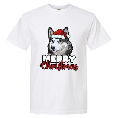 Merry Christmas Siberian Husky Dog Lover Gift Garment-Dyed Heavyweight T-Shirt