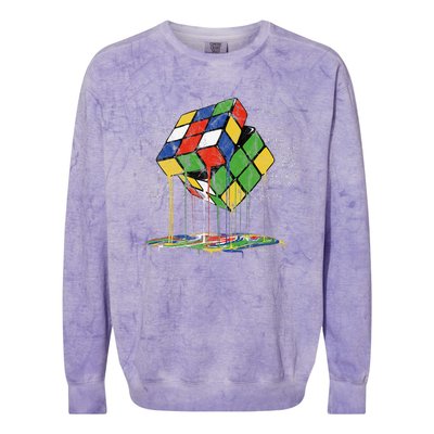 Melting Cube Speed Cubing Vintage Puzzle Colorblast Crewneck Sweatshirt