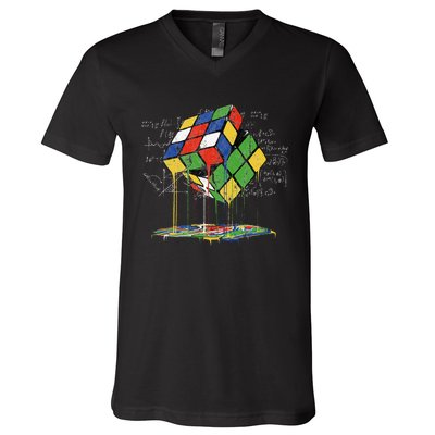 Melting Cube Speed Cubing Vintage Puzzle V-Neck T-Shirt