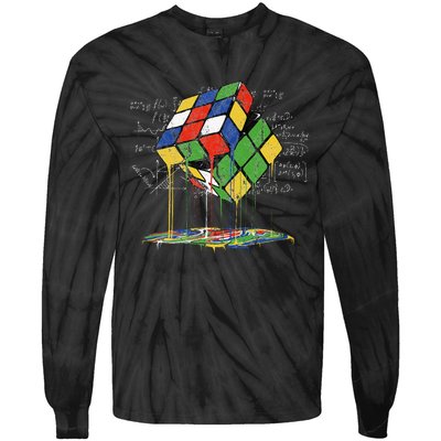 Melting Cube Speed Cubing Vintage Puzzle Tie-Dye Long Sleeve Shirt