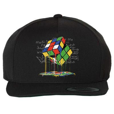 Melting Cube Speed Cubing Vintage Puzzle Math Wool Snapback Cap