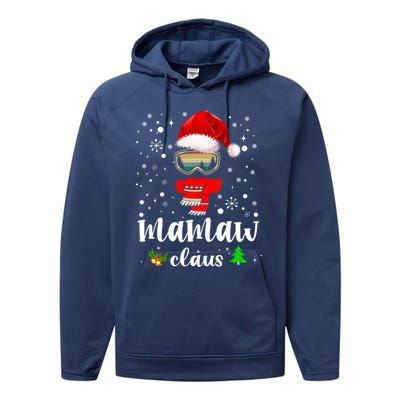 Mamaw Claus Santa Claus Funny Xmas Gift For Mom Grandma Gift Performance Fleece Hoodie