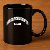 Massachusetts Collegiate Style 1788 11oz C Handle Ceramic Mug