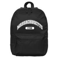 Massachusetts Collegiate Style 1788 16 in Basic Backpack