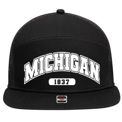 Michigan Collegiate Style 1837 7 Panel Mesh Trucker Snapback Hat