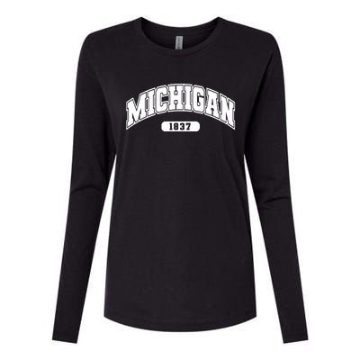 Michigan Collegiate Style 1837 Womens Cotton Relaxed Long Sleeve T-Shirt