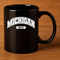 Michigan Collegiate Style 1837 11oz C Handle Ceramic Mug