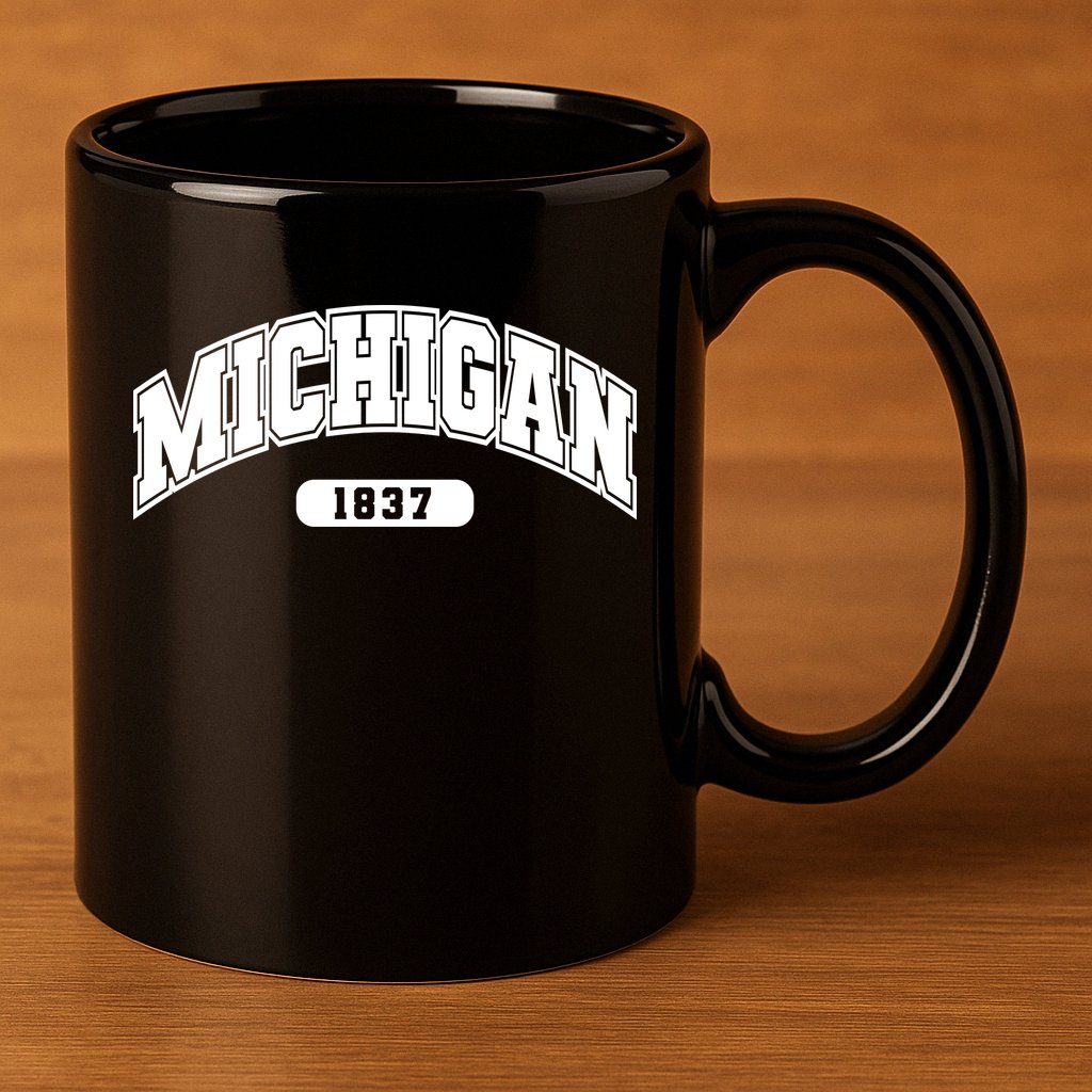 Michigan Collegiate Style 1837 11oz C Handle Ceramic Mug
