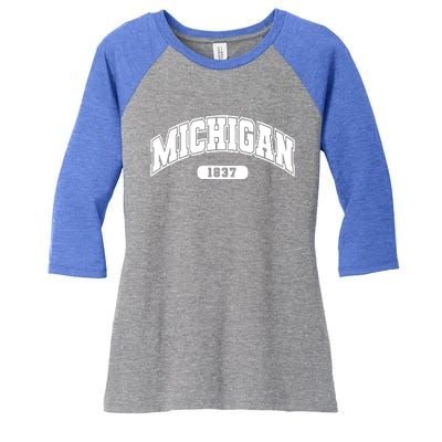 Michigan Collegiate Style 1837 Women's Tri-Blend 3/4-Sleeve Raglan Shirt