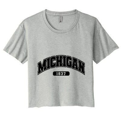 Michigan Collegiate Style 1837 Women's Crop Top Tee