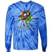 Melting Cube Speed Cubing Vintage Puzzle Math Gift Tie-Dye Long Sleeve Shirt