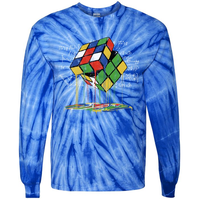 Melting Cube Speed Cubing Vintage Puzzle Math Gift Tie-Dye Long Sleeve Shirt