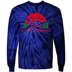 Merry Christmas Santa Reindeer Holiday Gift Tie-Dye Long Sleeve Shirt