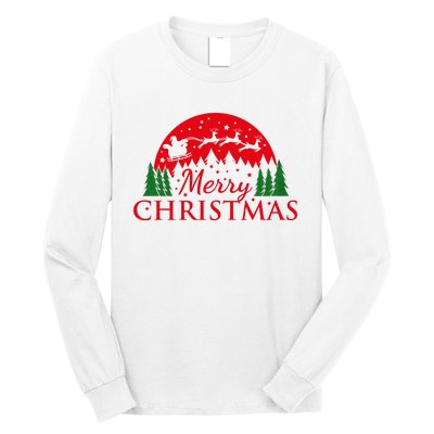 Merry Christmas Santa Reindeer Holiday Gift Long Sleeve Shirt